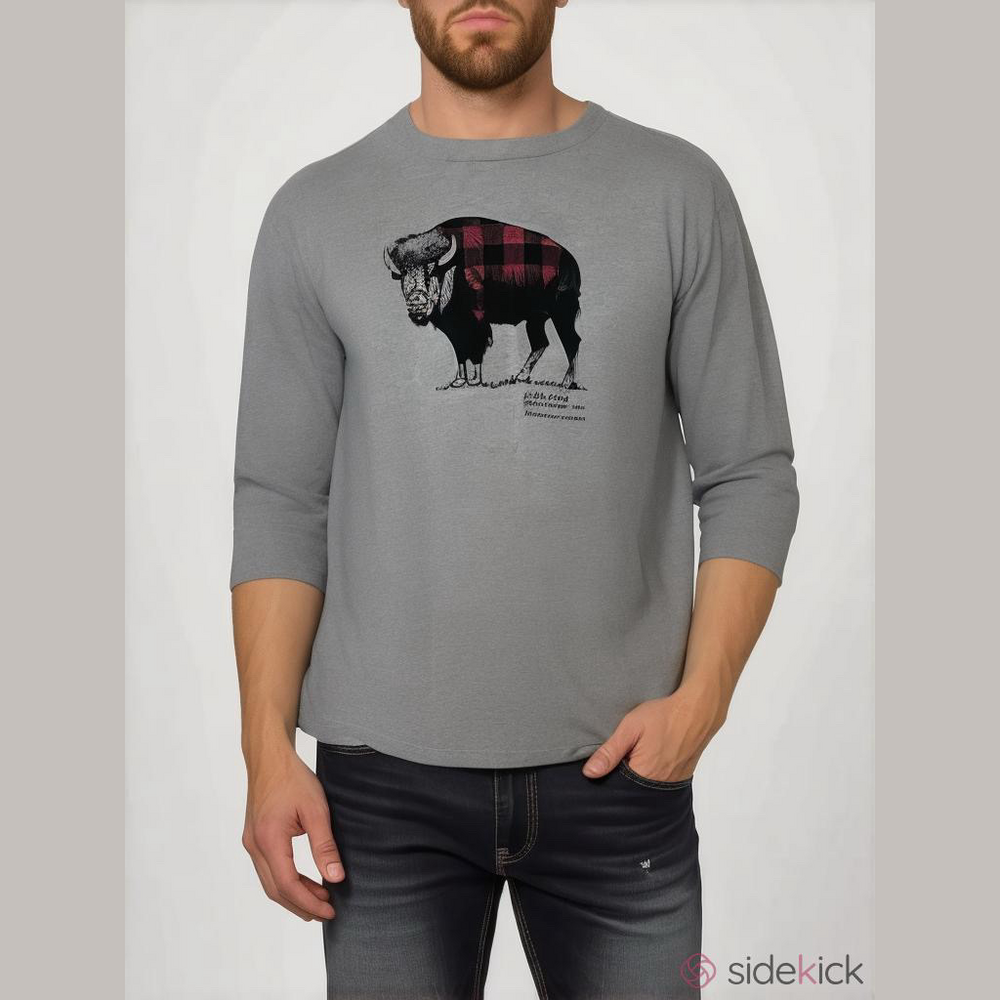 COLUMBIA Long Sleeve Tee with Buffalo Graphic